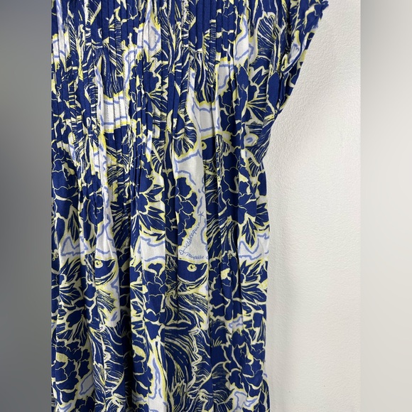 Poupette St. Barth x Vilebrequin Sasha Mini Dress Blue Floral Women’s Sz L - Picture 13 of 14